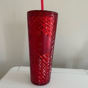 Starbucks red sparkle cold tumbler cup 24 oz NWT gift